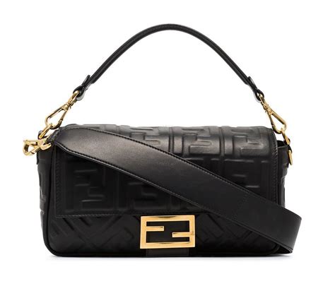 fendi shoulder bag brown|Fendi baguette black leather bag.